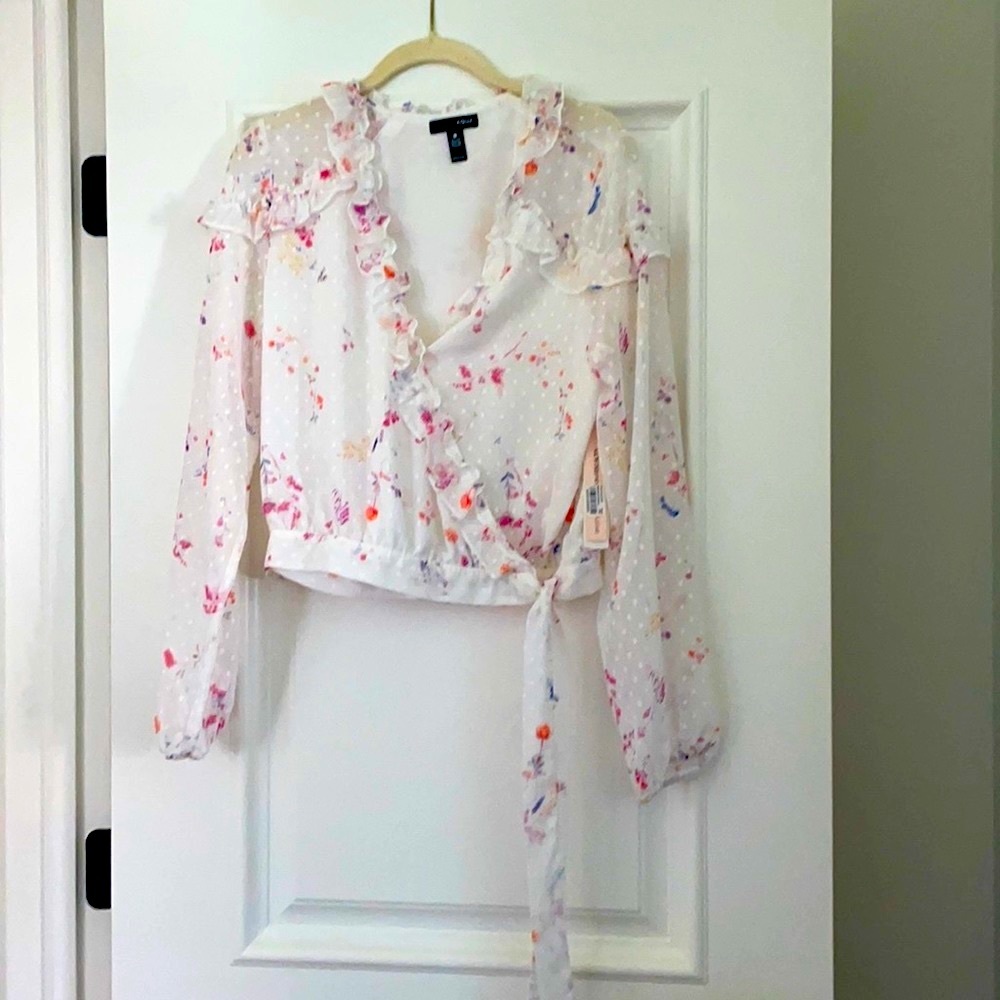 NWT white floral print blouse from AQUA